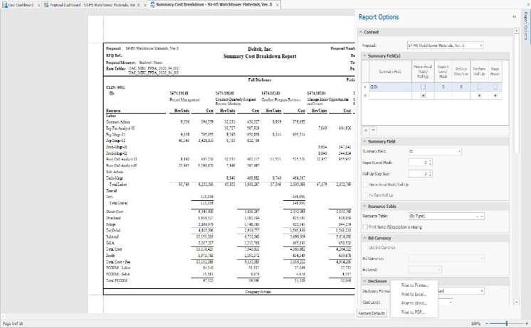 Proposal Cost and Pricing Data