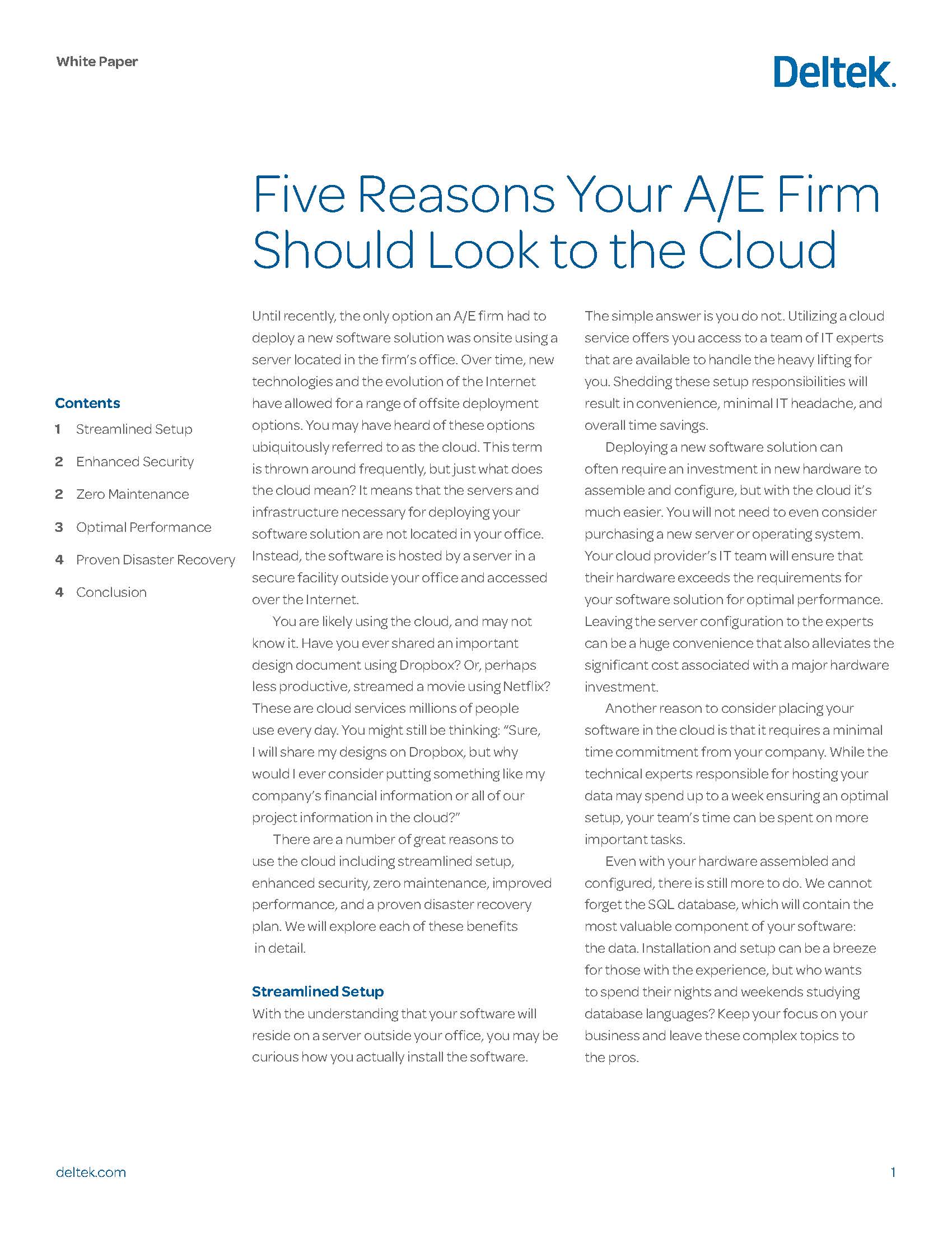 Five Reasons Your A&E Firm Should Look to the Cloud