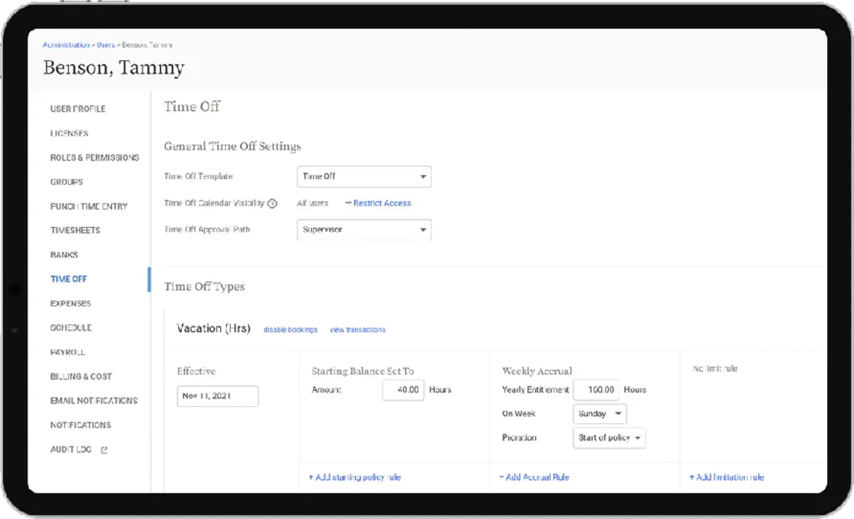 Flexible Time Off Tracking